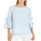Charter Club Women's Linen Bell Sleeve Top Blue Size X-Small