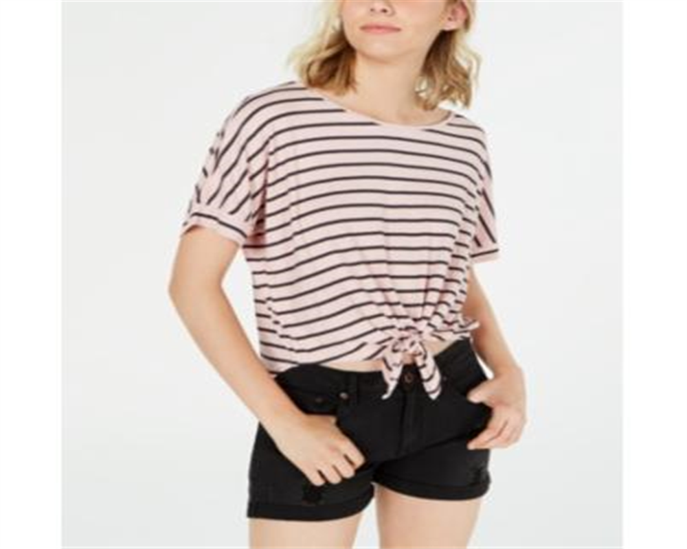 Hooked up by Iot Women's Juniors' Tie-Front Dolman-Sleeved Top Pink Size M