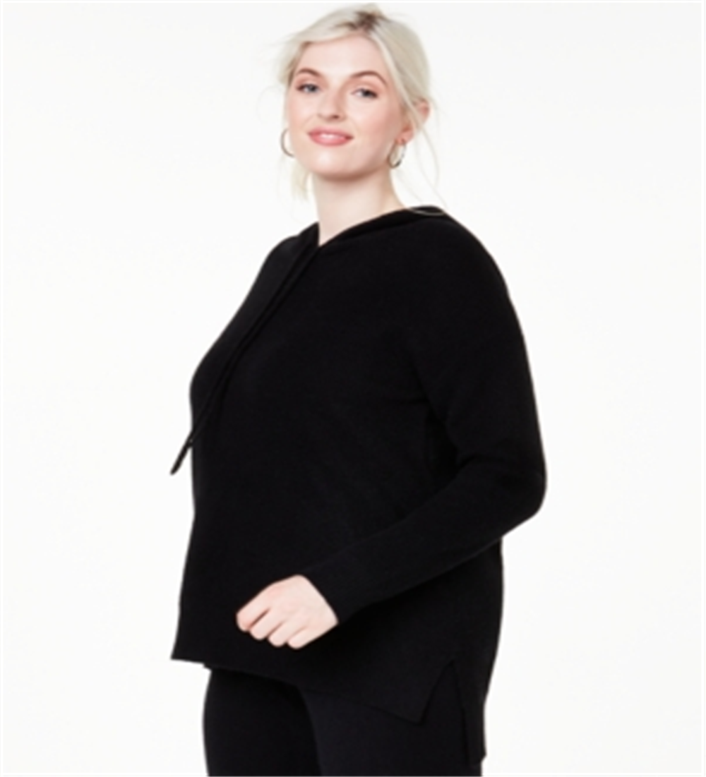 Charter Club Women's Plus Cashmere Thermal Hoodie Black Size 2X