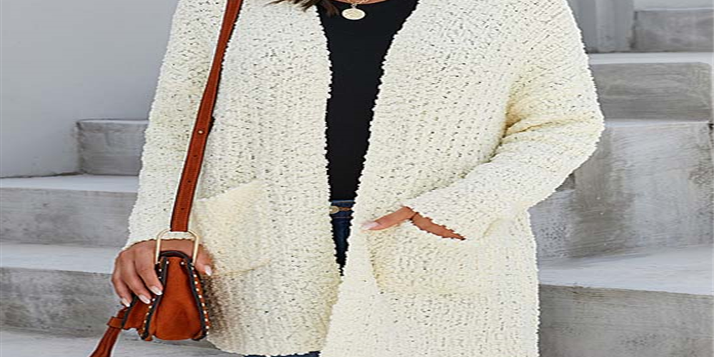 VLRSY Women's Open Cardigans Pebble Beach Textured Open Cardigan White Size XL