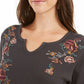 Style & Co Women's Embroide Cotton Thermal Top Gray Size Petite S