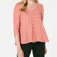 Style & Co Women's Swing Blouse Coral Size Petite L