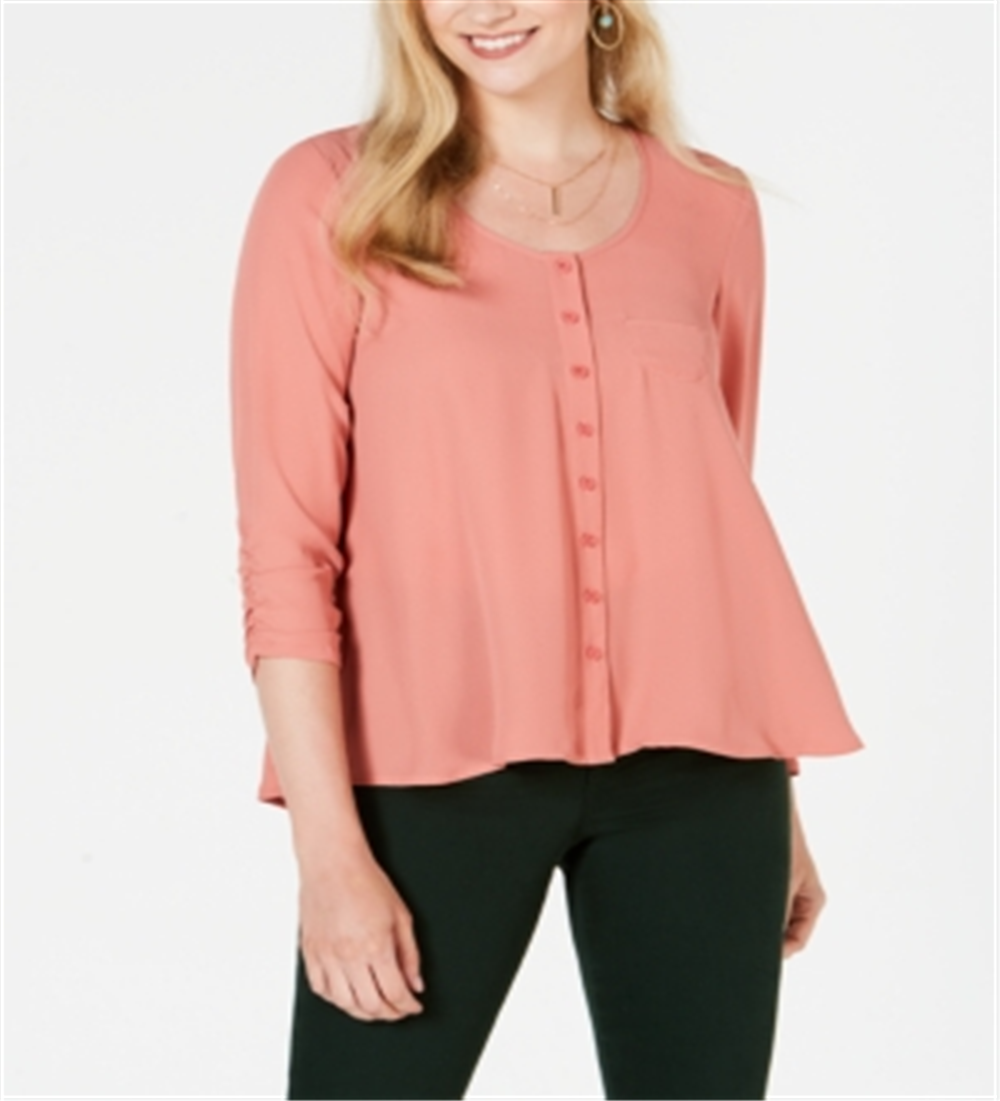 Style & Co Women's Swing Blouse Coral Size Petite L