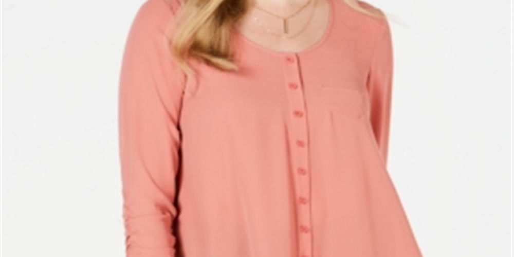 Style & Co Women's Swing Blouse Coral Size Petite L