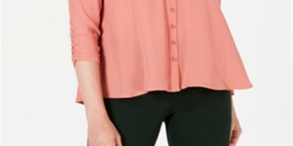 Style & Co Women's Swing Blouse Coral Size Petite L