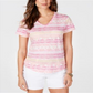 Style & Co Women's Cotton Printed T-Shir Pink Size Petite Medium