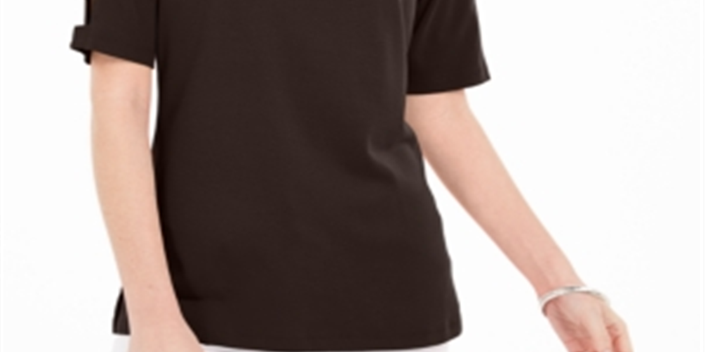 Karen Scott Women's Cotton Cutout Sleeves Top Brown Size Small