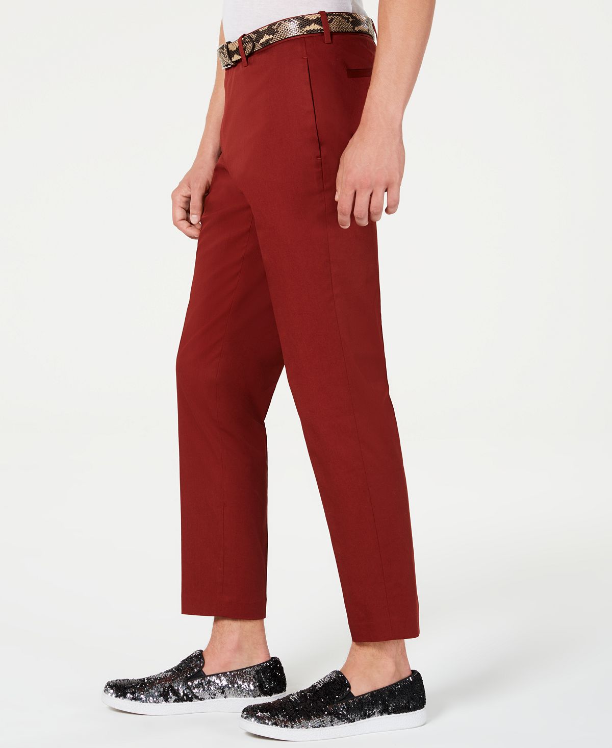 INC International Concepts Men's Slim Fit Brick Pants Brown Size 34X32