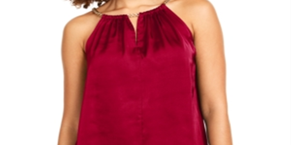 Thalia Sodi Women's Embellished Solid Halter Tank Top Red Size XX-Large