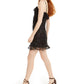 Trixxi Junior's Glitter Dot Ruffle Mesh Sheath Dress Black Size 15