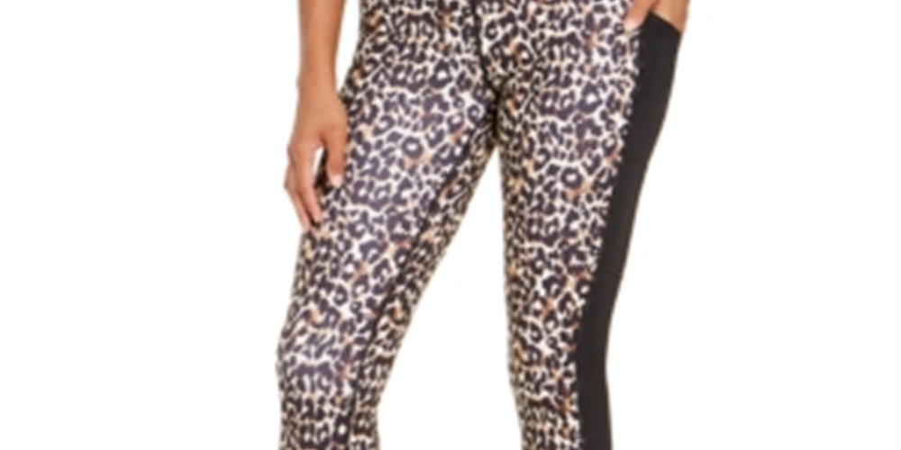 Ideology Women's Animal Print Fitness Athletic Leggings Black Size XL