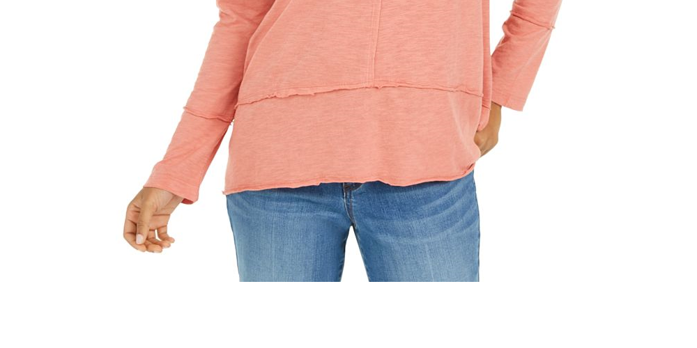 Style & Co Women's Cotton High Low Top Brown Size XL