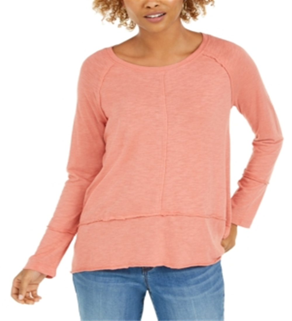 Style & Co Women's Cotton High Low Top Brown Size XL