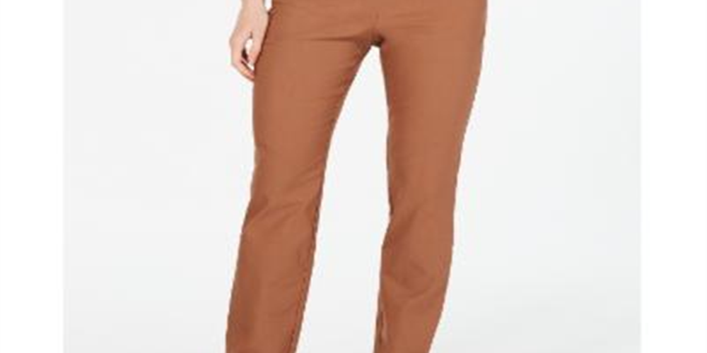 Charter Club Women's Cambridge Skinny Pull on Tummy Control Pants Brown Size 6