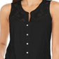 Style & Co Women's Button Down Tank Top Black Size M