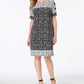 JM Collection Women's Printed Split Sleeve Dress Black Size Petite S