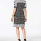 JM Collection Women's Printed Split Sleeve Dress Black Size Petite S