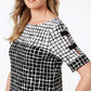 JM Collection Women's Printed Split Sleeve Dress Black Size Petite S