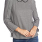 CeCe Women's Check Long Sleeve Peter Pan Collar Top Black Size Small