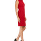 Anne Klein Women's Zippered Sleeveless Crew Neck Knee Length Sheath Wear to Work Dress Red Size 14