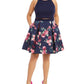 B Darlin Women's Floral Sleeveless Jewel Neck Above the Knee Fit Flare Party Dress Blue Size 14