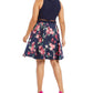 B Darlin Women's Floral Sleeveless Jewel Neck Above the Knee Fit Flare Party Dress Blue Size 14
