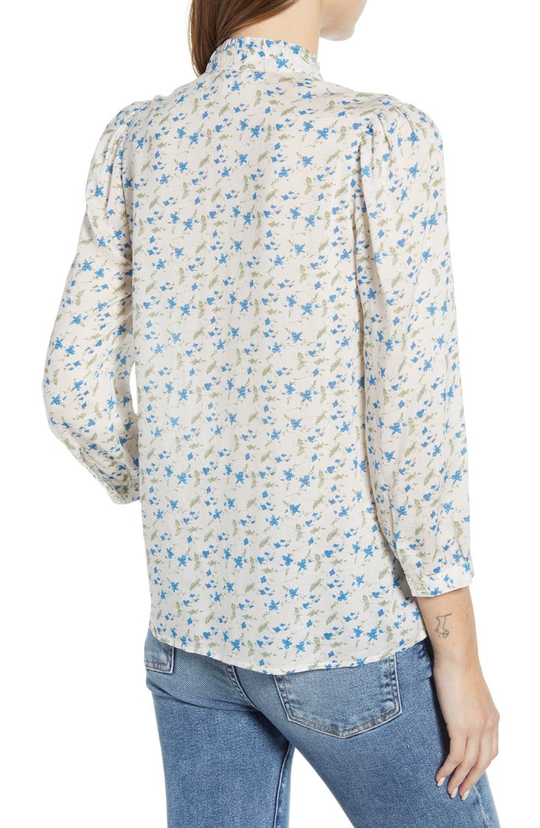 Lucky Brand Women's Megan Mixed Print Top White Size Medium
