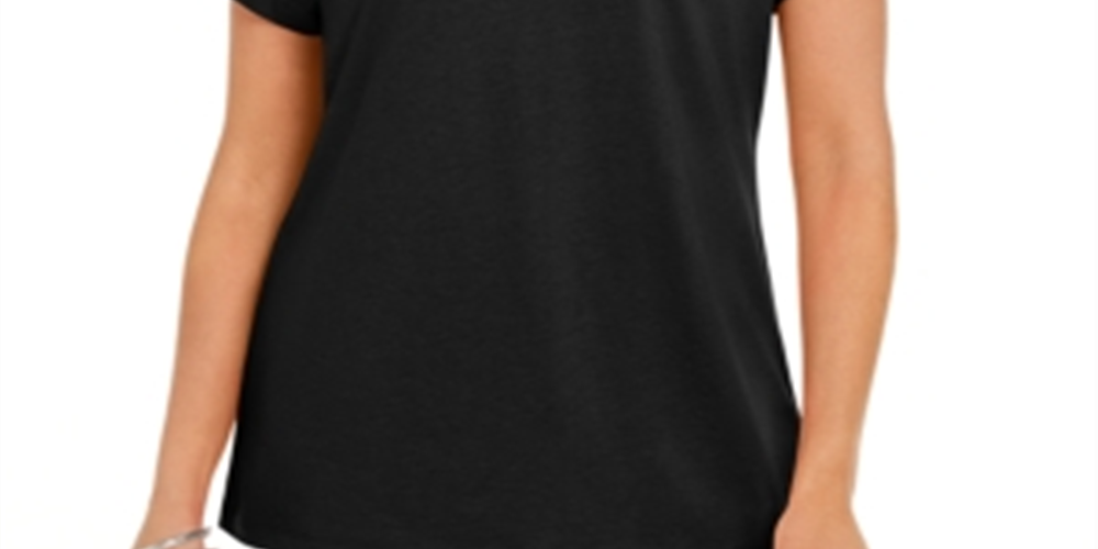 Karen Scott Women's Keyhole T-Shirt Black Size Small