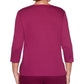 Alfred Dunner Women's Tunics Lace Yoke Three Quarter Sleeve Top Wine Size Petite M