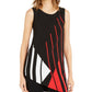 Alfani Women's Asymmetrical Geo Print Tunic Top Black Size Small