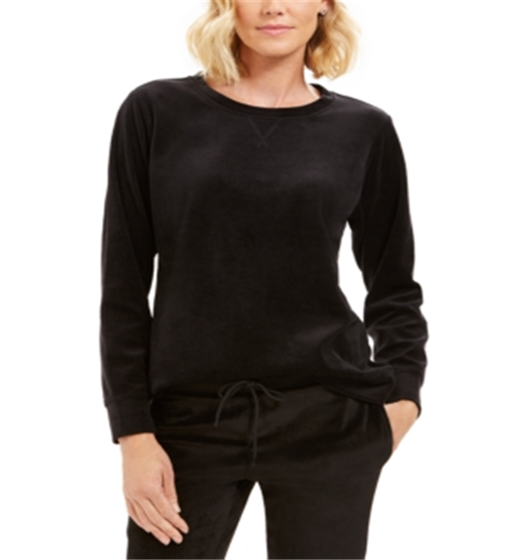Karen Scott Women's Velour Sweatshirt Black Size Petite Small