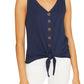 Sanctuary Women's Tied to You Front Tie Button Down Tank Top Dark Blue Size Large