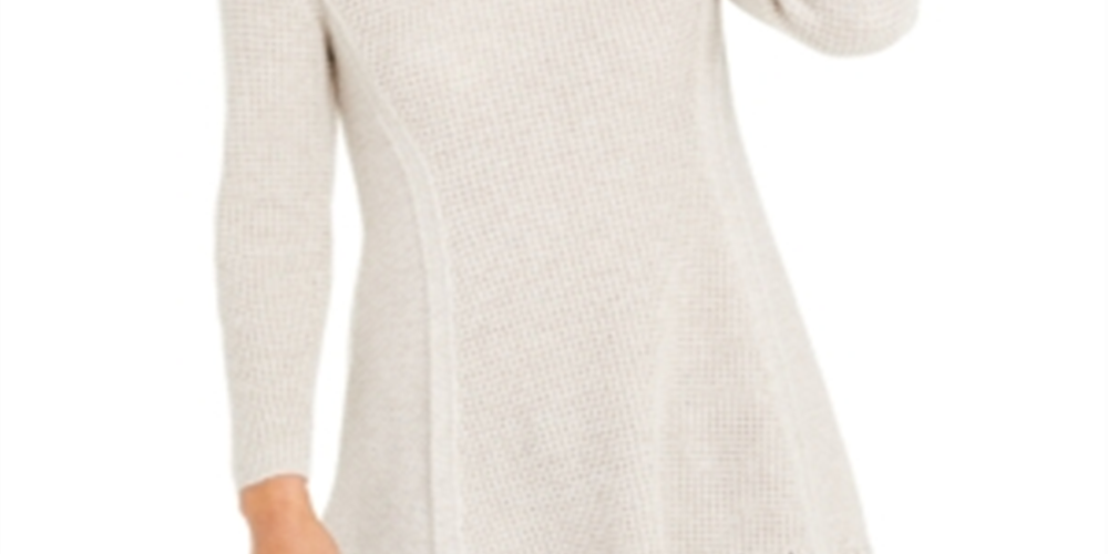 Style & Co Women's Mixed Stitch Cowlneck Tunic Beige Size Large