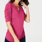 Thalia Sodi Women's Elbow Sleeve Keyhole Top Pink Size XX-Large