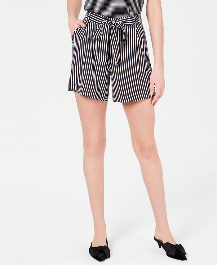 Maison Jules Women's Tie Waist Pull on Shorts Black Size Medium