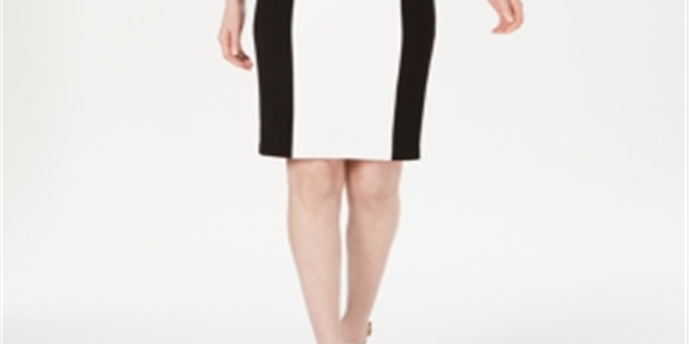 Calvin Klein Women's Colorblocked Sheath Dress White Size 12