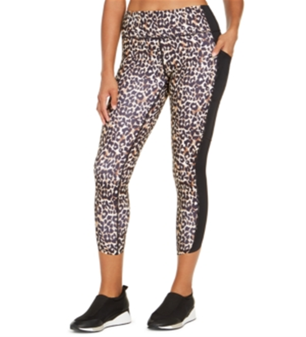 Ideology Women's Animal Print Fitness Athletic Leggings Brown Size Large