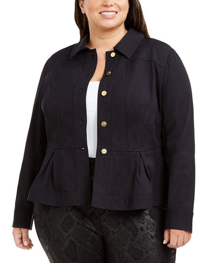 INC International Concepts Women's Peplum Jacket Black Size 3X