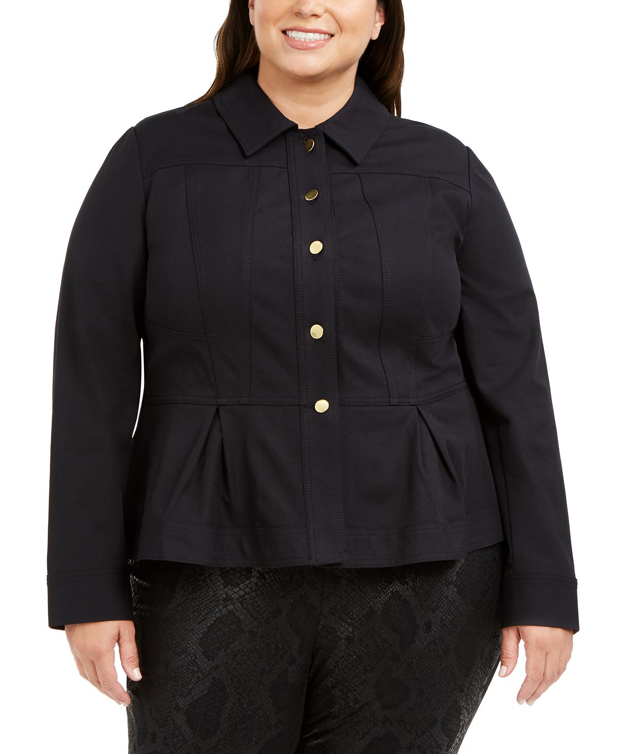INC International Concepts Women's Peplum Jacket Black Size 3X