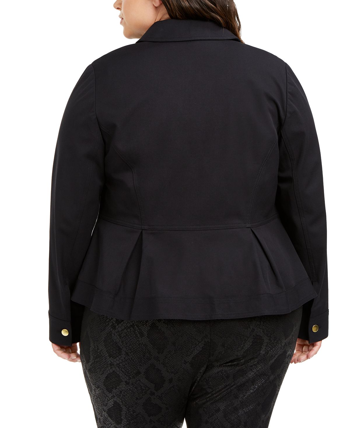 INC International Concepts Women's Peplum Jacket Black Size 3X