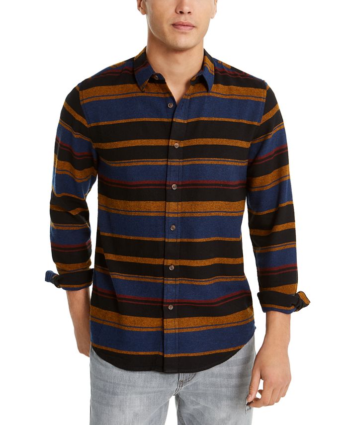 American Rag Men's Fay Stripe Flannel Shirt Black Size Small