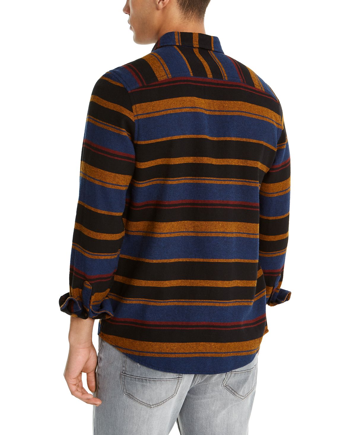 American Rag Men's Fay Stripe Flannel Shirt Black Size Small