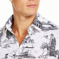 Tasso Elba Men's Patterned Long Sleeve Classic Fit Casual Shirt White Size Large