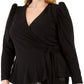 INC International Concepts Women's Puff Shoulder Wrap Top Black Size 0X