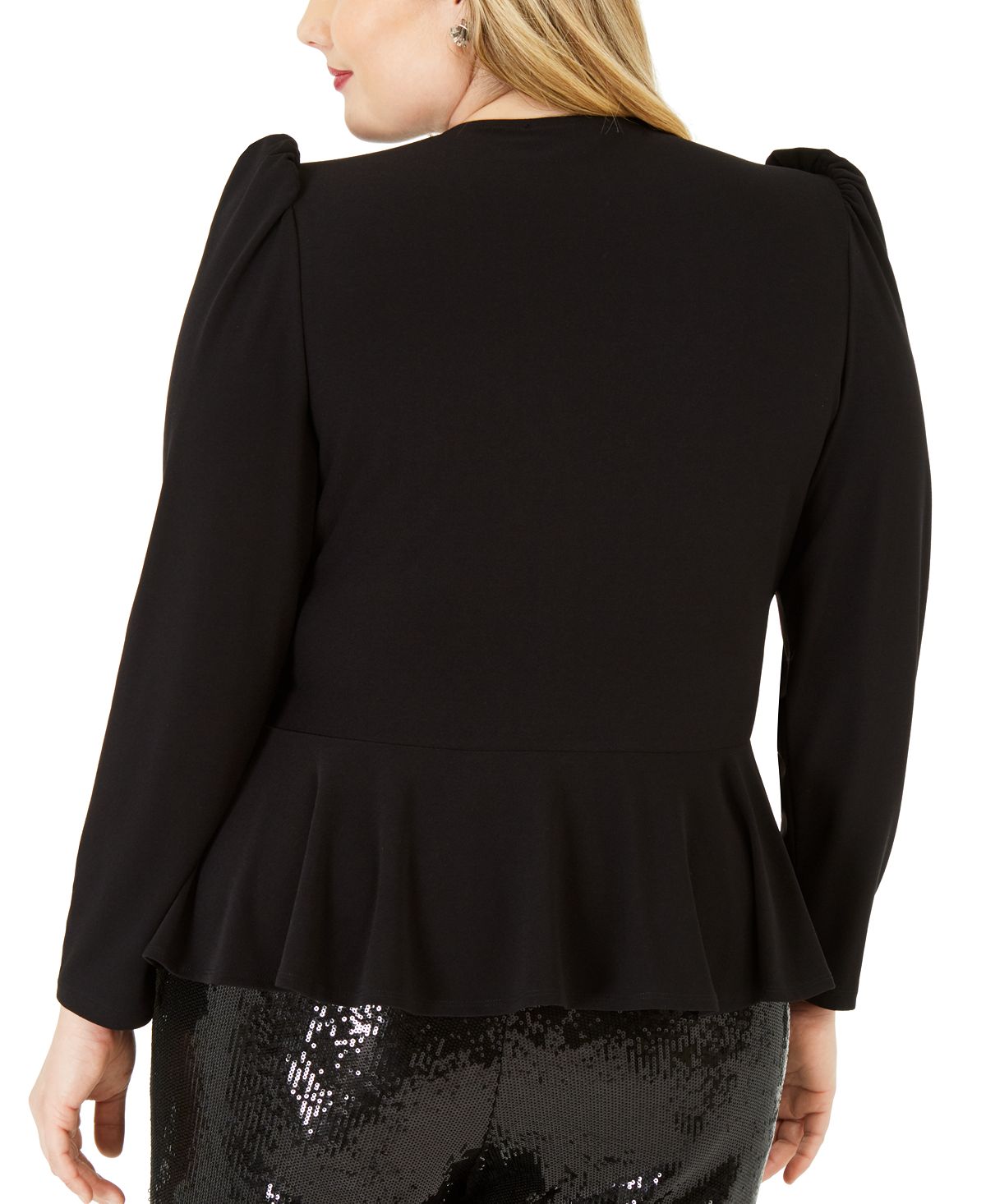 INC International Concepts Women's Puff Shoulder Wrap Top Black Size 0X