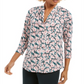 Charter Club Women's Floral Print Ruched V Neck Blouse Pink Size XX-Large