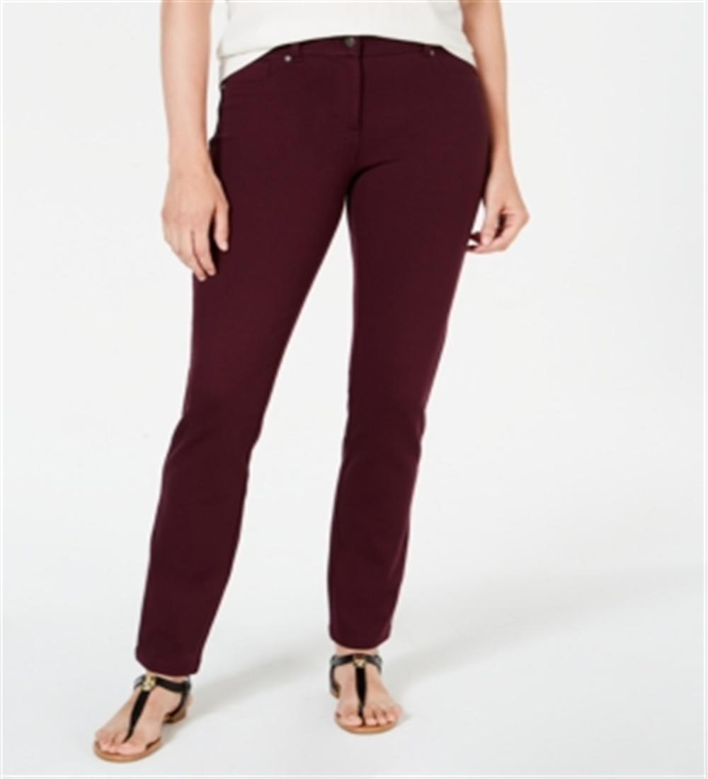 Style & Co Women's Solid Skinny Leggings Red Size 2 Petite