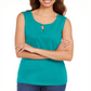 Karen Scott Women's Button Trim Keyhole Tank Green Size X-Large