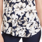 JM Collection Women's Floral Print Scoop Neck Top Blue Size X-Large