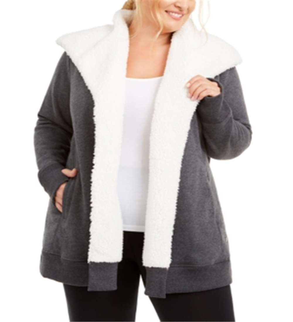 Ideology Women's Fleece Lined Jacket Gray Size 1X